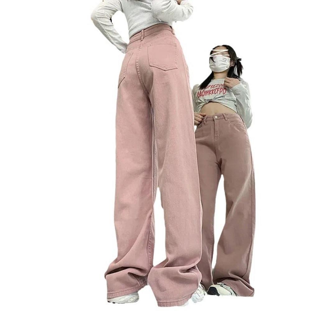 Simple high-waisted wide-leg jeans for women's spring and autumn new fashionable and thin versatile casual floor-mopping jeans