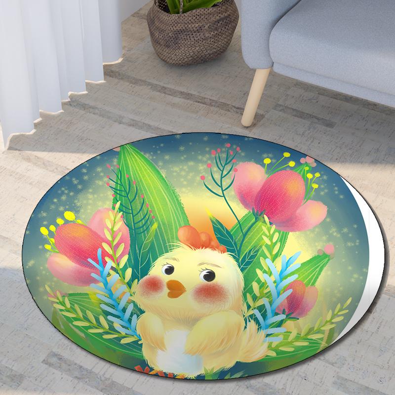 Круглый ковер с принтом двенадцати китайских знаков зодиака, детский коврик для гостиной, напольный коврик для спальни, нескользящий коврик, подарок на Новый год