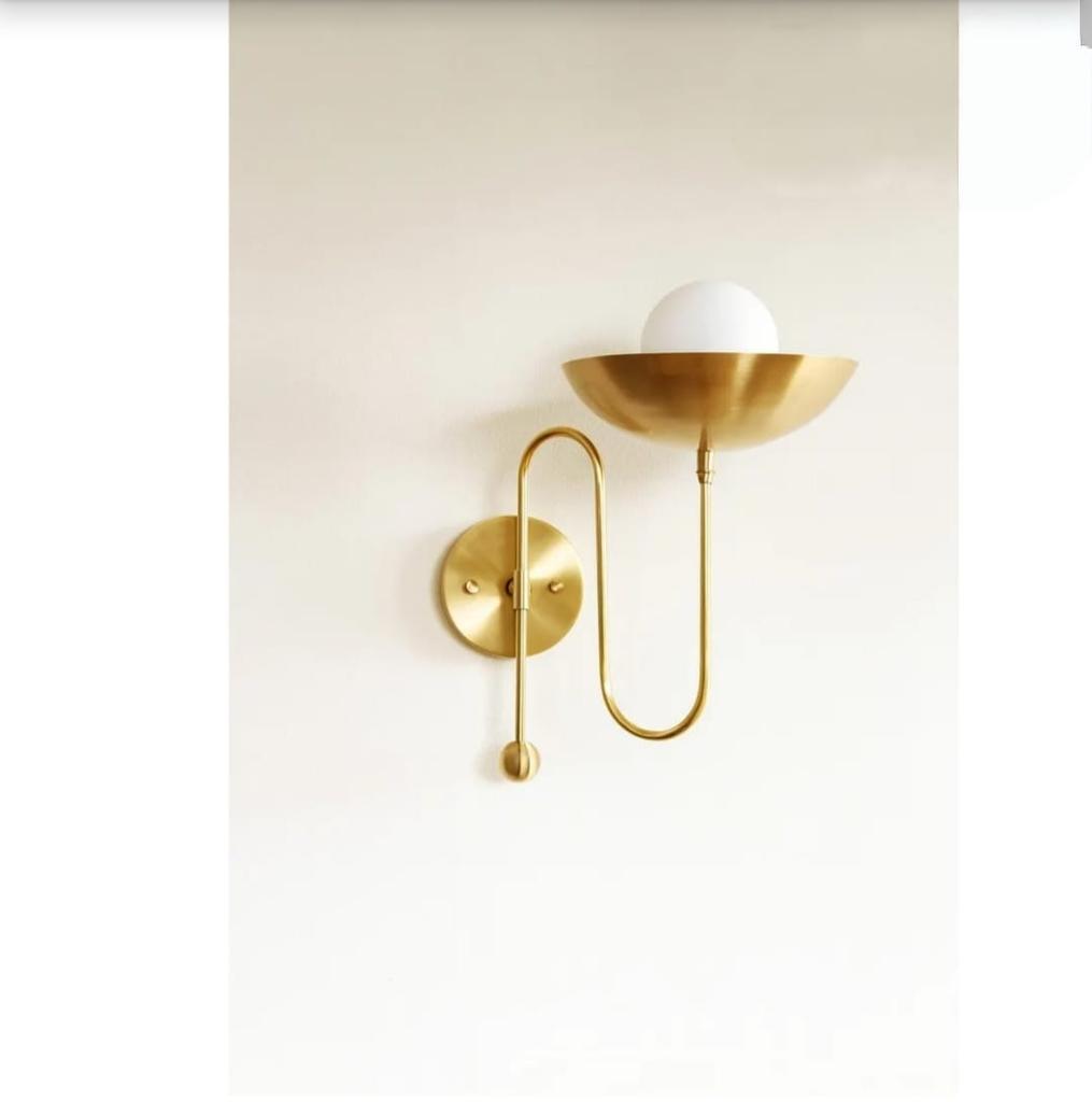Modern Brass Wall Sconce Mid Century Globe Wall Light Fixture Home Decor Bedside Sconce Lamp Handmade Frosted Glass Shade Vanity Lamp