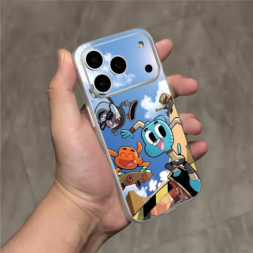 Удивительный мир G-GumballS Магнитный Беспроводной Зарядный Прозрачный Белый Чехол Для Телефона Для iPhone 17,16,15,14,13,12,11,Pro,Max,Plus