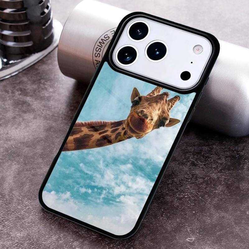Animal Funy Grey Giraffes with Glasses Phone Case For iPhone 17 16 15 14 13 12 11 Pro Max Plus 17Air Soft Silicone Cover