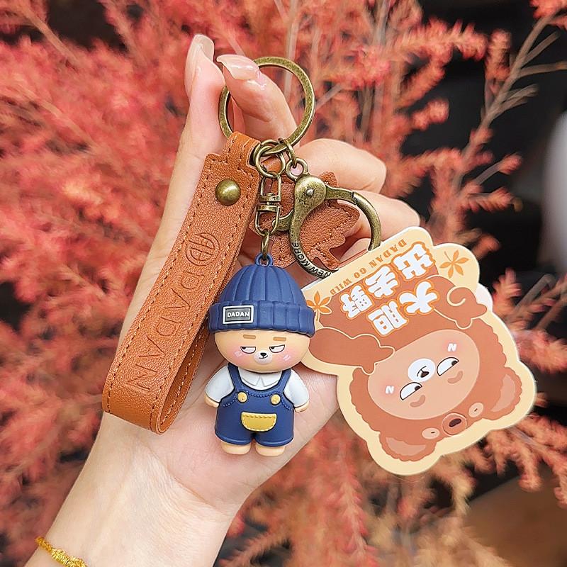 Wearing Bear Little Hat Cartoon Design Keychain For Car Keys And Decor Couples