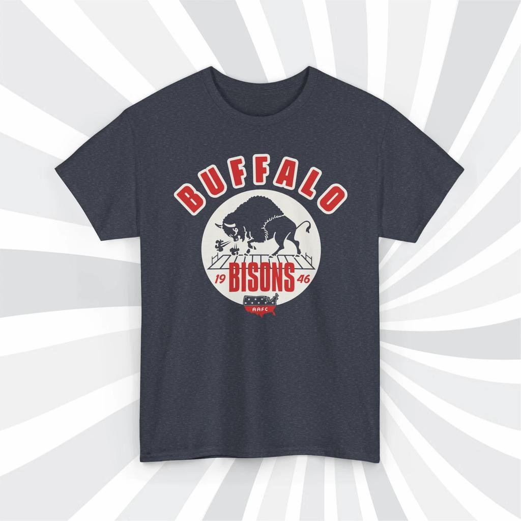Buffalo Bisons 1946 AAFC Vintage Football Navy Heather T shirt - Bills