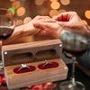 Ring Box Wooden Ring Holder Box Soft Lining Double Ring Storage Case for Proposal Engagement Wedding