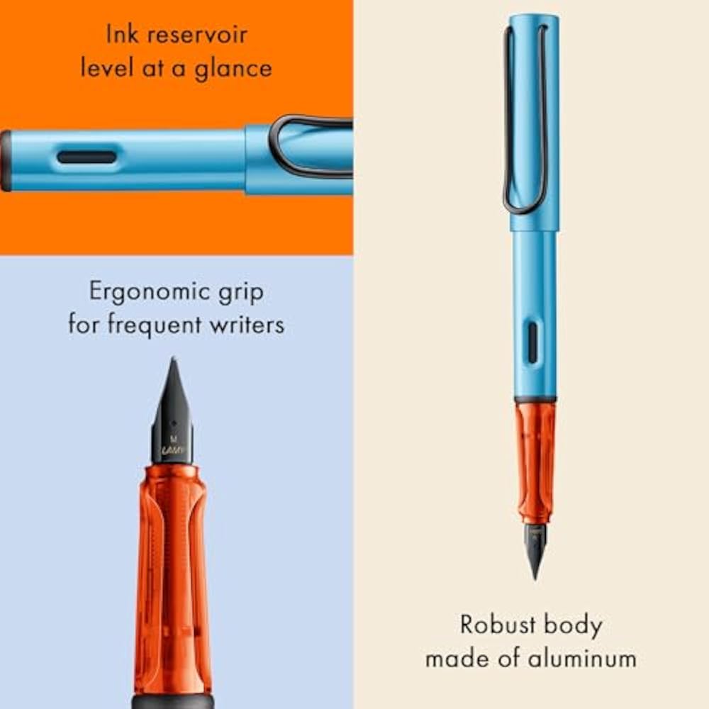 Перьевая ручка Lamy Al-Star Denim - Эргономичная рукоятка и полированная сталь Ширина линии M - Легкий алюми...