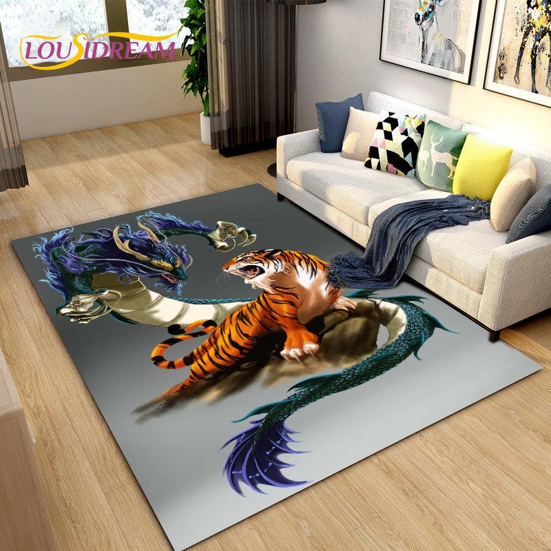 3D коврик с загадочным драконом, ковер для гостиной, спальни, дивана, коврик для украшения, детская игра, нескользящий напольный коврик