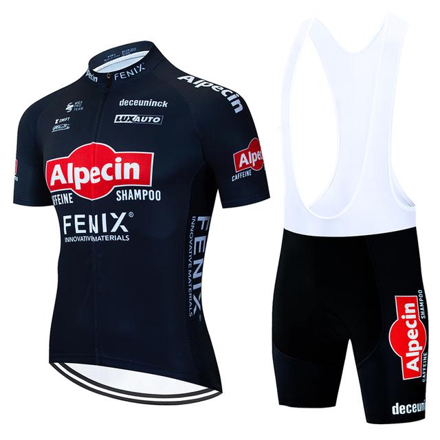 Мужской комплект велоджерси Alpecin MTB с шортами с лямками - Дышащая, влагоотводящая ткань, спортивная посадка, лето