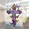 Rose Suncatcher Pendant 2D Flat Dyed Acrylic Pendant Stained Glass Decorations Faith