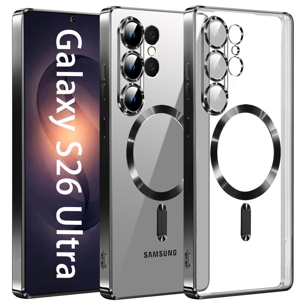Case for Samsung S26 Ultra with Clear Shockproof Slim Magnetic Phone Protective Ultra Strong Magnet Non-Yellowing Cover Back