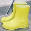 Женские милые короткие студенческие водонепроницаемые резиновые сапоги в корейском стиле, повседневные, нескользящие, износостойкие, водные туфли для ношения на улице