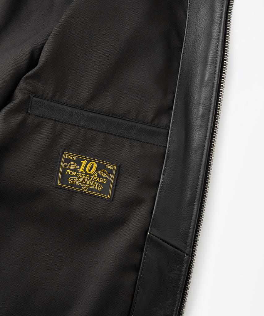 Outstanding Tea-Core Leather Sports Jacket_Black
