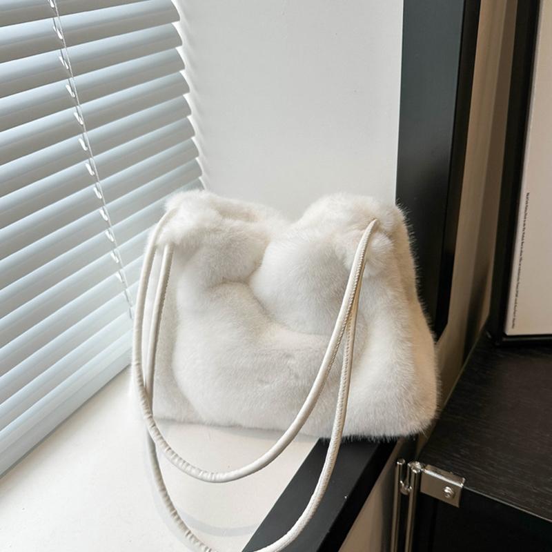 Женская пушистая сумка через плечо Сумка с верхней ручкой Новая модная женская осенне-зимняя сумочка Мягкий плюшевый универсальный шоппер KTY