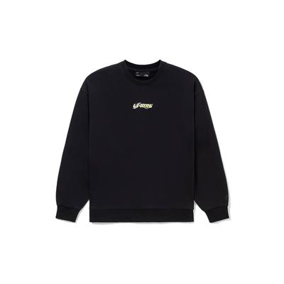 Li-Ning Пуловер с вышитым логотипом серии Sports Fashion, толстовка с длинными рукавами, топы унисекс, черный цвет, AWDS587-1