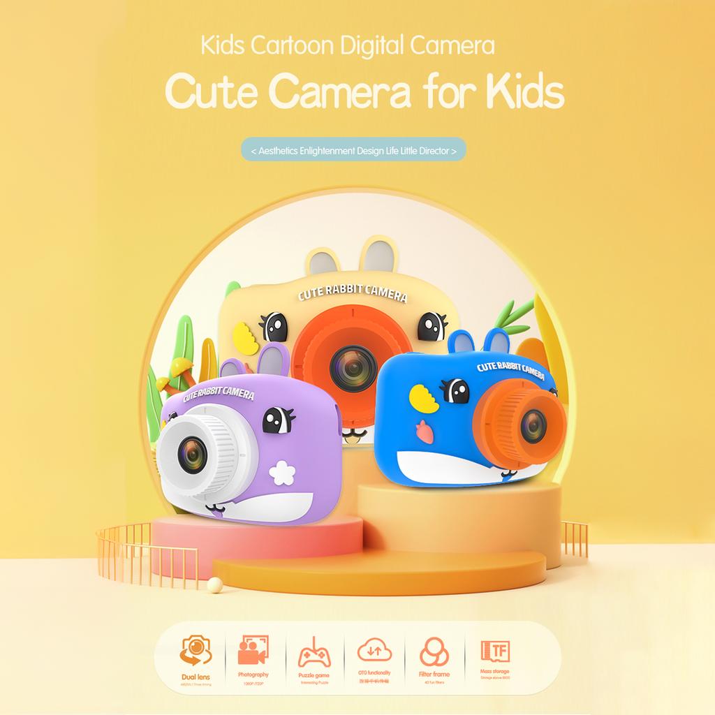 1080P Kids Digital Camera Digital Video Camera for Kids Dual Lens 2.0 Inch IPS Screen 8X Zoom