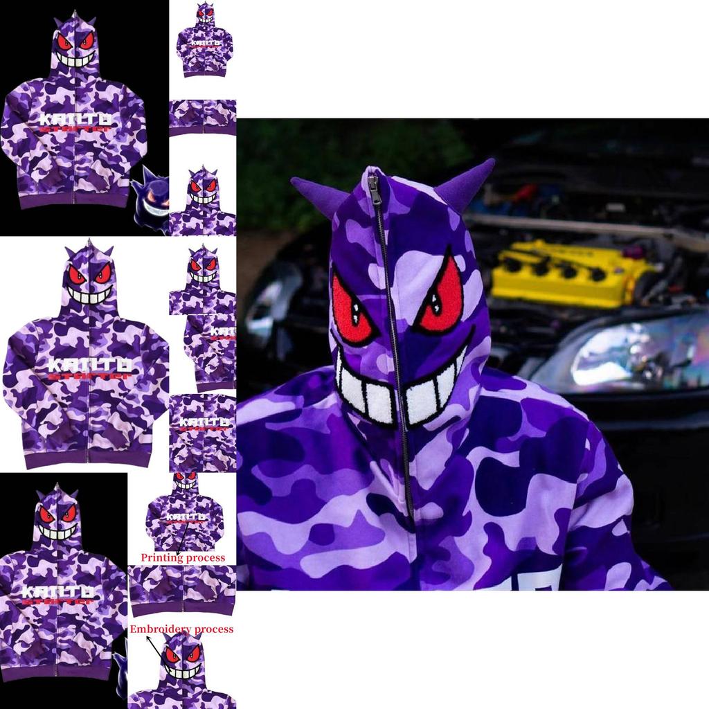 Модная толстовка с капюшоном на молнии Gengar Pokémon для осени