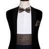 Mens Cummerbund Belt and Bowtie Set Silk Pre Bow Tie Hanky Cufflink Set