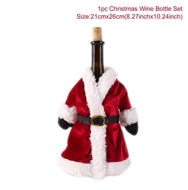 New Year Wine Bottle Cover Merry Christmas Decor For Home Christmas Table Decor Gift