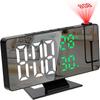 Проекционный цифровой будильник с поворотом на 180°, функцией измерения температуры и влажности, ночным режимом, повтором сигнала 12/24 часа, питанием от USB, светодиодными настольными часами