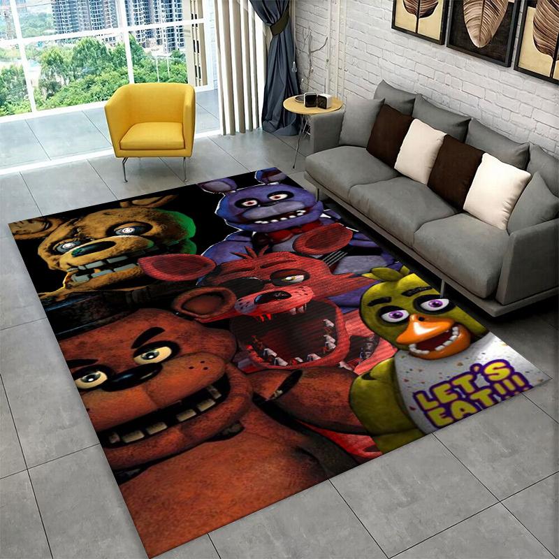 Классический ковер-коврик F-FNAF Хоррор Игра Фредди для игровой комнаты, спальни, гостиной, дивана, домашнего декора, детский коврик, нескользящий коврик для пола