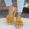 Women's Floral Tassel Slide Sandals Open Toe Flat Heel Fabric Upper  Summer Beach Travel Shoes with Ankle Strap Elegant Round Toe Strappy Sandals