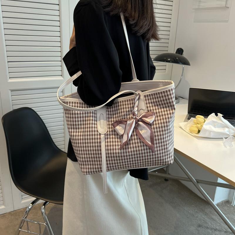 Gird Pattern Tote Shoulder Bags for Women Large Capacity Women's Handbags New Fashion Casual Shopper Female Crossbody Bags