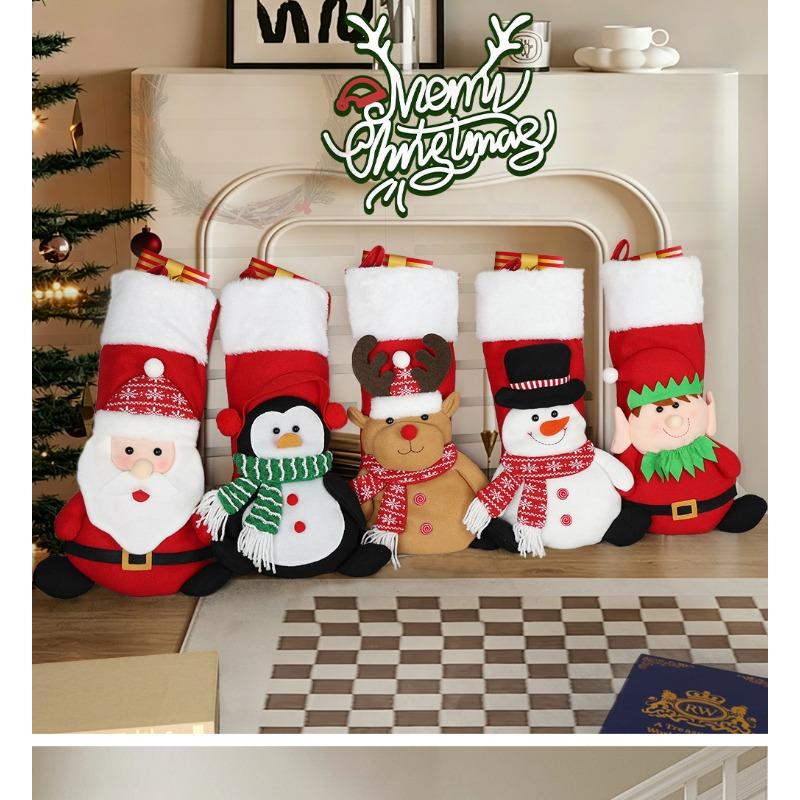 New Christmas stockings, cartoon old man snowman elk Christmas decorations, Christmas pendant gift bags