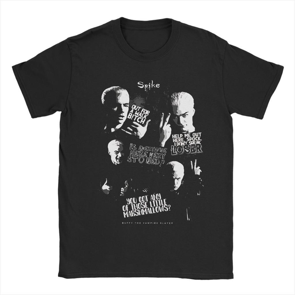 Мужская футболка с постером Спайка из Баффи — истребительницы вампиров, хлопковая одежда для отдыха, с коротким рукавом, с круглым вырезом, идея для подарка, футболки