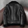 Genuine Lambswool Leather Jacket Men Winter Thickened Slim Fit Biker Fashion Fur Coat Korean Style