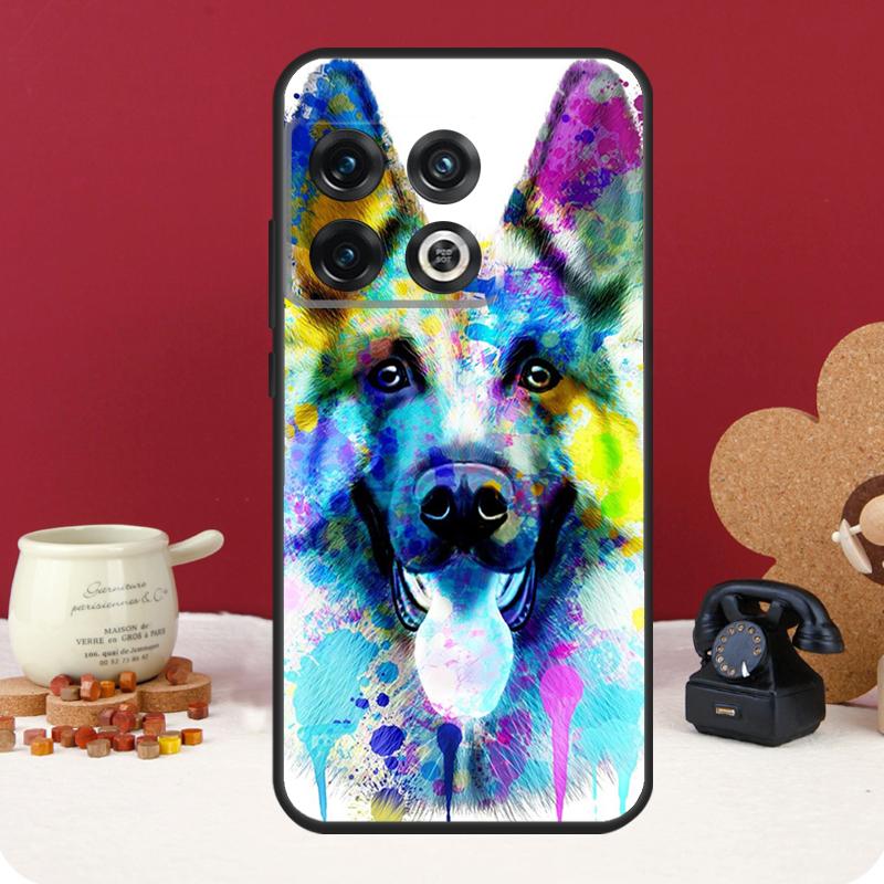 Cartoon German Shepherd Dog Cover For OnePlus 13R 13 12 12R 11 10 Pro 8T 10T OnePlus Nord 4 CE 2 3 Lite N10 N20 N30 Case