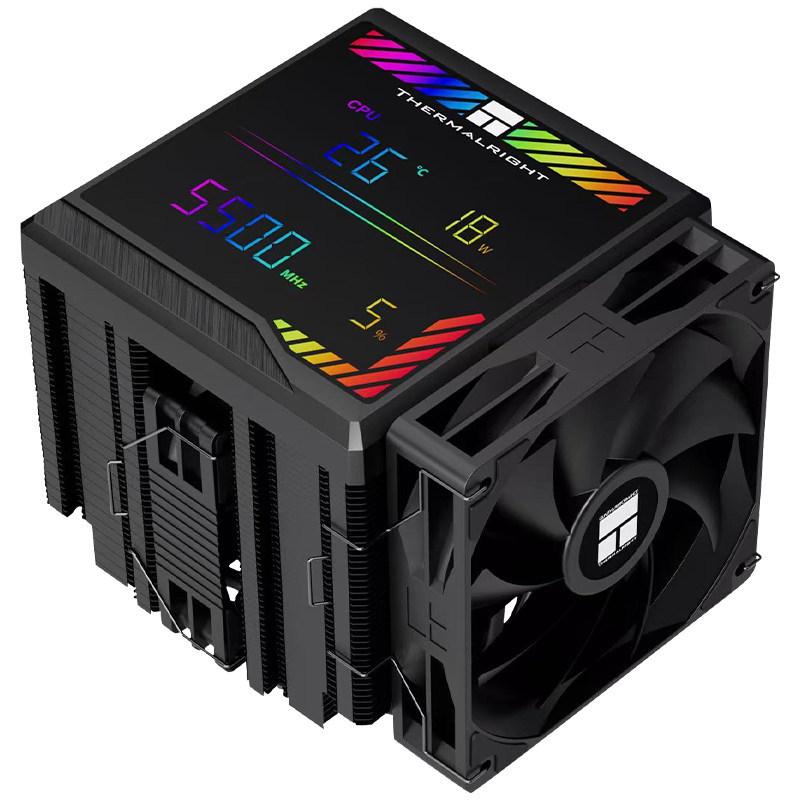 Thermalright PA140 Black Air Cooler with Dual Towers, 6 Heatpipes, ARGB Digital Display & Monitoring Screen