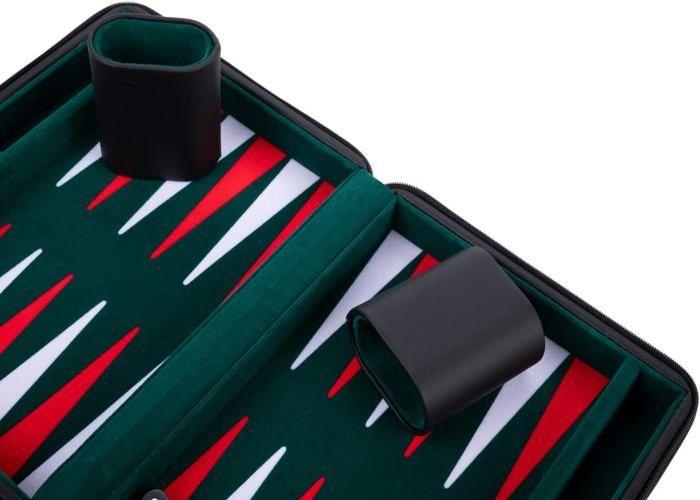 9" Red Faux Leather Travel Backgammon Game Pouch - Zip Closure - Felt Interior: Green/red/white - 250502