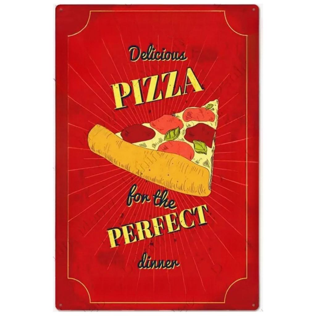 Vintage Pizza Zone Plaque Great Food Metal Sign Pub Bar Home Decoration Best Homemade Poster Italian Pizza Wall Art Plate