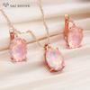 Fashion Oval Egg Shape Crystal Drop Earrings Jewelry Sets For Women Wedding Party Pendant Necklace Gift