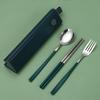 Дорожный набор столовых приборов из нержавеющей стали вилка и ложка с футляром портативная посуда