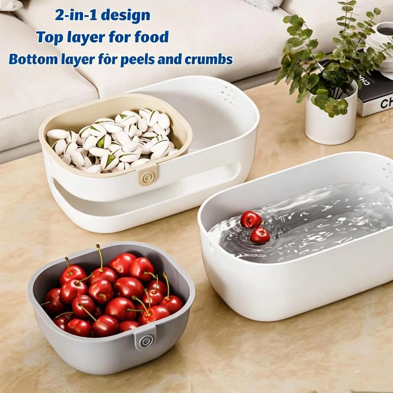 2-Layer Snack Box Compact 2-Tier Fruit Basket/Sunflower Basket With Drainage For Home Couch Movie Night Snacking