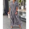Women's Spring Summer Stripe Printed Split Swing Long Dresses
