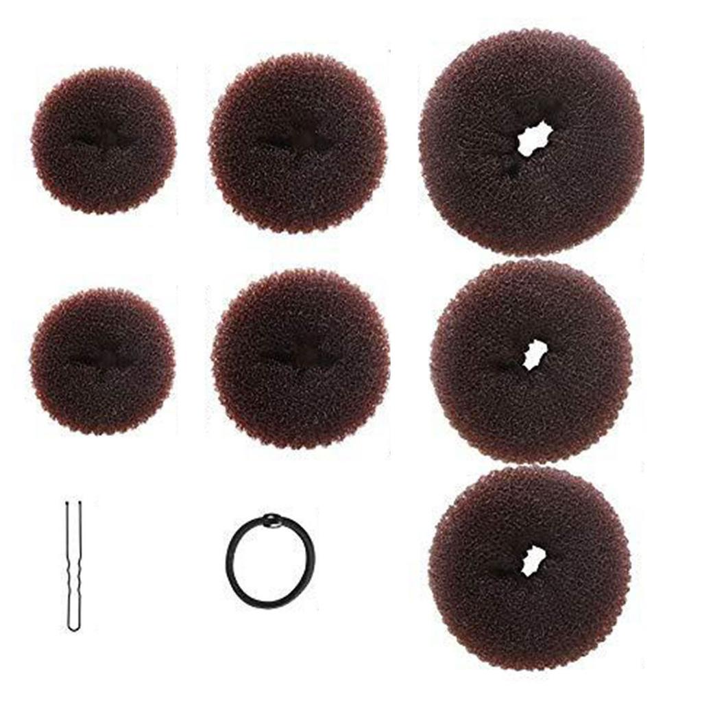 Hair Donut Bun Maker Set 7 Pieces Hair Bun Donut 10 Pieces Hair Pins and 5 Pieces Elastic Bands Hair Bun Shaper Set