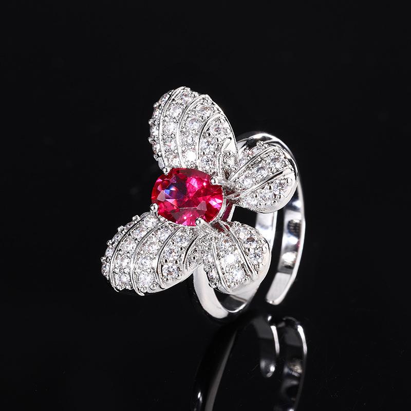 Осенне-зимний комплект украшений мода бабочка серьги гвоздики ожерелье кольцо рубин натуральный женский сладкий