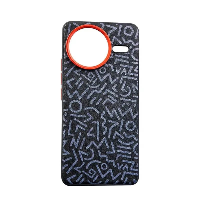 Luxury Graffiti Painted Leather Case for Xiaomi Redmi K80 Pro K80 Metal Button+Hardware Camera Len Large Hole Mobile Phone Cover