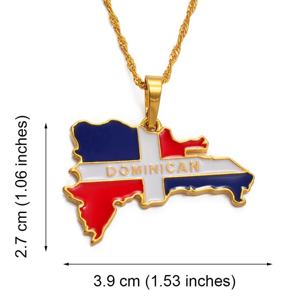 Anniyo Dominican Map Flag Pendant Necklaces Dominicans Country Map Jewelry Gold Color @076806