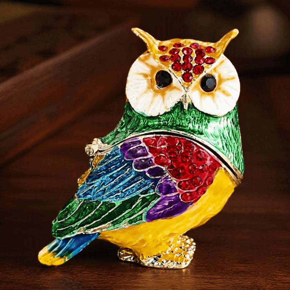 Jewelry Holder Owl Jewelry Box Zinc Alloy Owl Figurine Collectible Owl Trinket Box Home Decoration