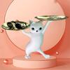 Whimsical Design Cat Support Tray Resin Ket Candy Dish Cartoon Cat Figurine  Room Decoration