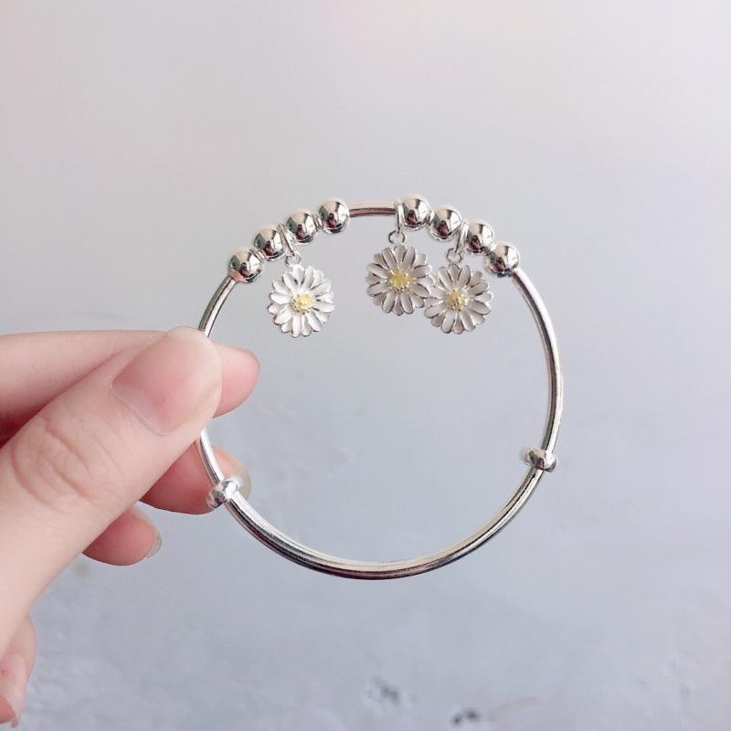 Zuyin 999 Little Daisy Beaded Bracelet, Pure Silver, Women's Trendy, Fresh and Simple, Gives Students Light Luxury Fashion Bracelet