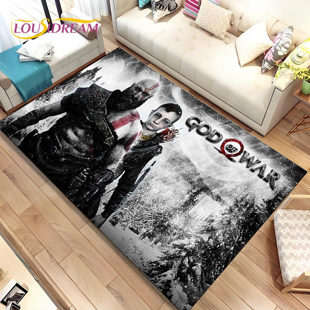 Коврик Игровой Ковер God of War Игроки Кратос, Ковер для Гостиной Спальни Дивана Прихожей Украшение, Детский Нескользящий Коврик для Игр