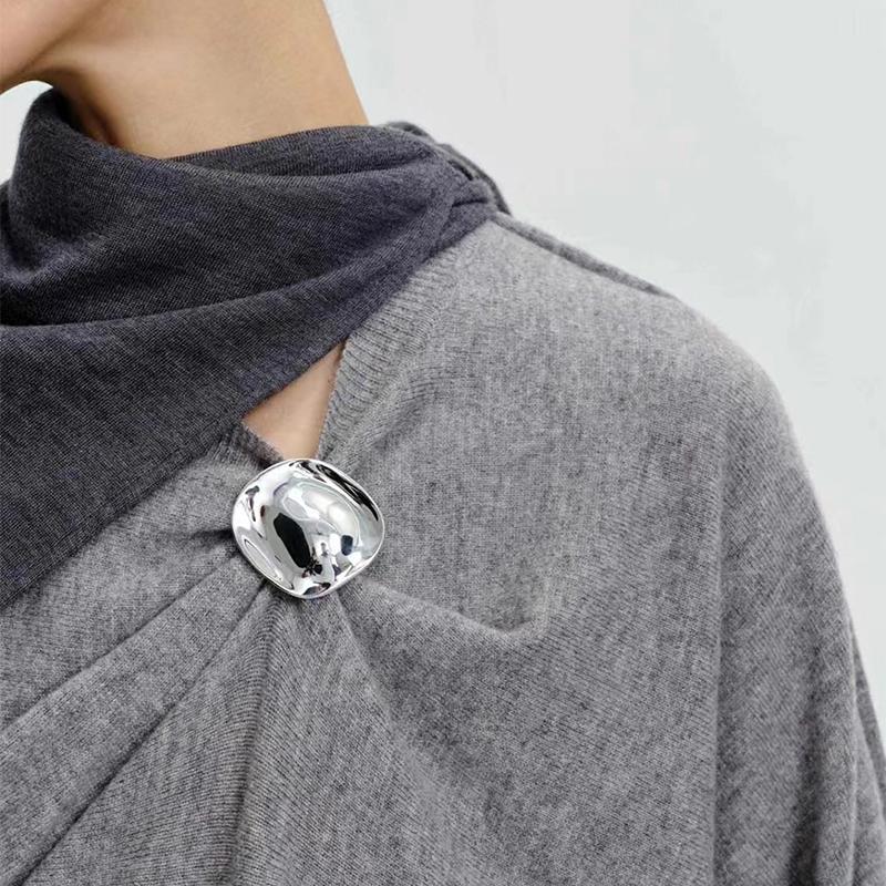 Новая мода минималистская нерегулярная геометрическая металлическая неровная полированная овальная брошь для женщин и девушек, ювелирные изделия для вечеринок, подарки