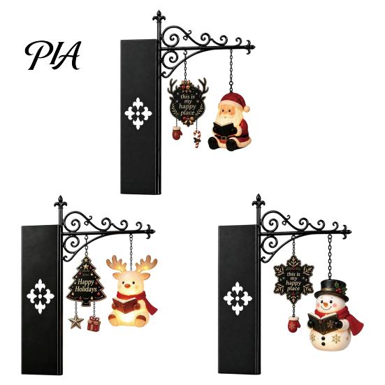 Christmas Room Accent 2PCS Bookshelf Lamp, Resin Santa Claus Elk Snowman Hanging Festive Atmosphere Table Lamp Light, Multi-Color Lighting