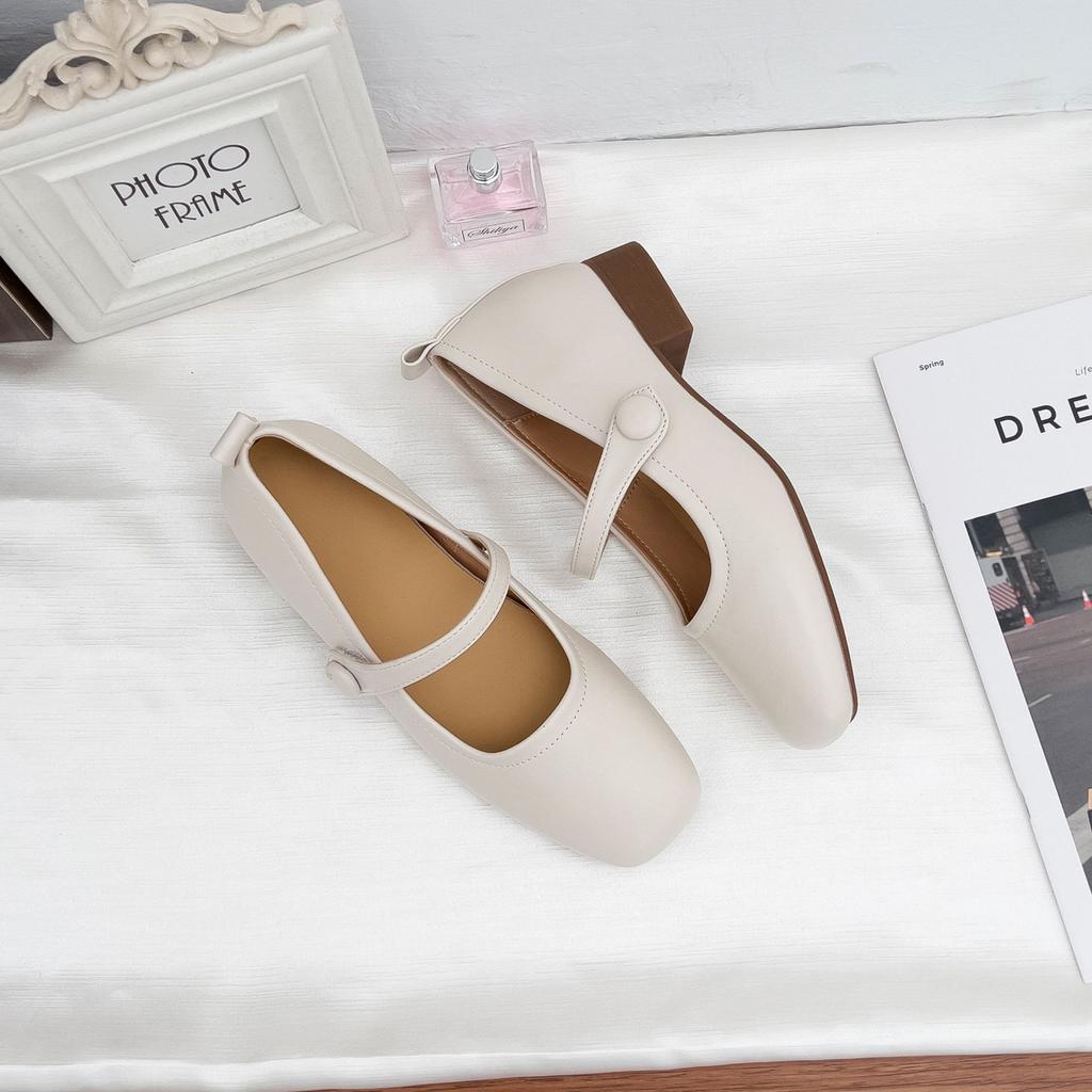 Mary Jane Shoes Women's Outer Wear Advanced Sense Inner Height Increase Soft Sole French Sweet Girl Style Uniform High Heels Women's Versatile Single