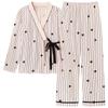 Autumn Pyjamas Women Pajama Sets Striped Star Print Kimonos for Women Cotton Yukata Robes Set