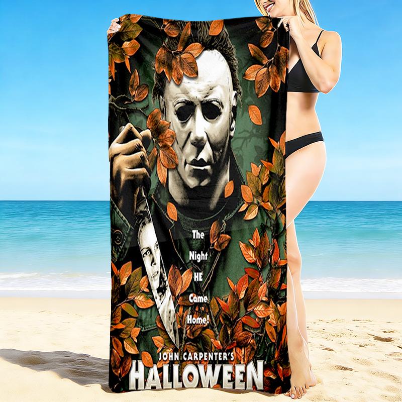 1Pc Halloween Horror Movie Poster Beach Towel Quick Dry Multiuse For Beach Pool Gym Yoga Home Travel Christmas Halloween Xmas Gift L1496