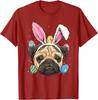 Pug Easter Bunny T-Shirt Cute Dog Wearing Bunny Ears Graphic Tee Spring Holiday Gift